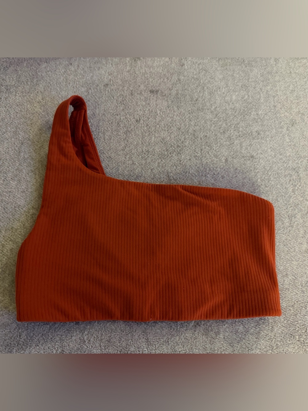 lululemon athletica One-Shoulder Ribbed Crop Top in Rust